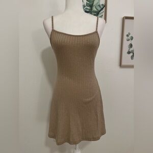 Shein Brown Ribbed Knit Mini Dress
